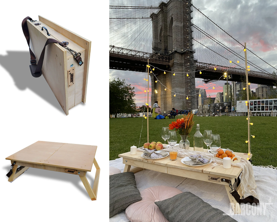 Luxury Picnic Table/Portable Case Foldable Boho Picnic Table. Barcony Alfresco