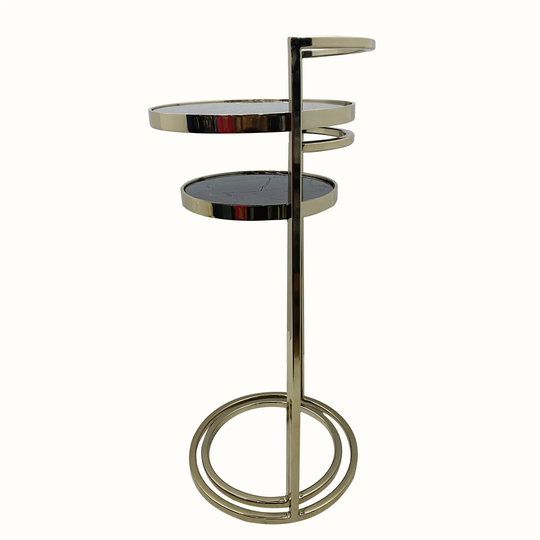 Set of Nesting Tables with Round Black Agate Tops 27"