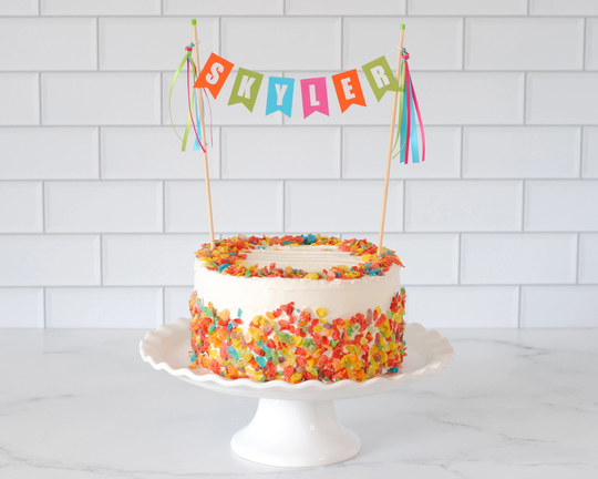 Bright Colors Name Cake Topper For Birthday - Kids Personalized Banner Multi Color