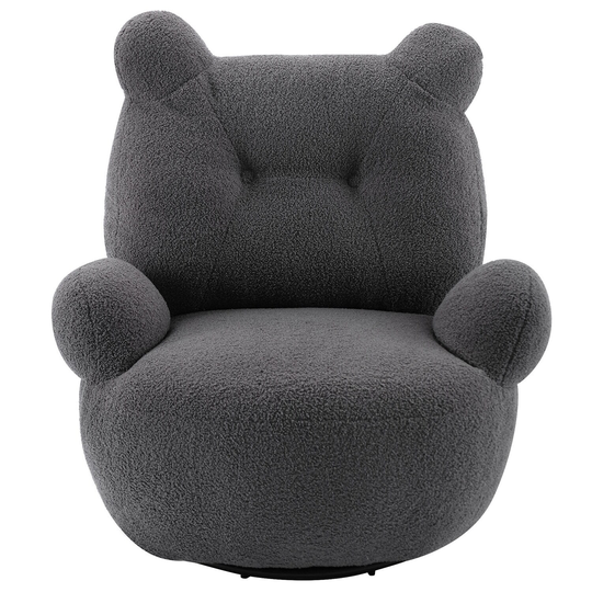 Swivel Barrel Accent Chair, Teddy Short Plush Particle Velvet Armchair