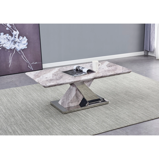 Best Quality Furniture Faux Marble Coffee Table Stainless Steel Base