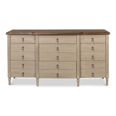 Asher 67" Wide 9 Drawer Pine Wood Sideboard