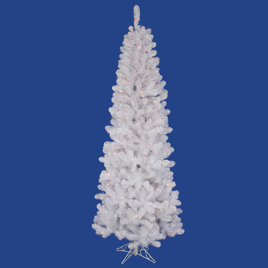 5.5' x 28" White Salem Pencil Pine Tree with 200 Multi-Colored Dura-Lit Lights