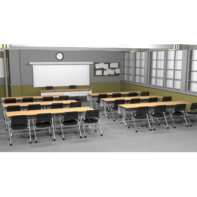 26 Person Training Meeting Seminar Tables with Modesty Panels and 26 Chairs Complete Set