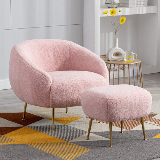 Velvet Armchair Accent Chair with Ottoman