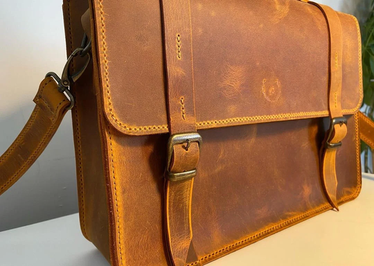Handmade Grain Leather Crossbody Briefcase With 2 Colour, Messenger Bag, Lawyer's Bag, Personalized Handbag, Work Bag, Gift For Him | 35 cm