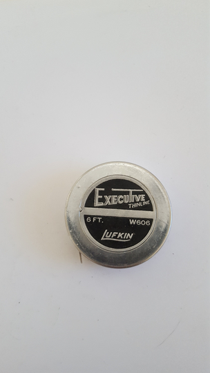 Vintage Circa 1960's Lufkin W606 6 Ft White Steel Thinline Tape Executive Measure, Pocket Style