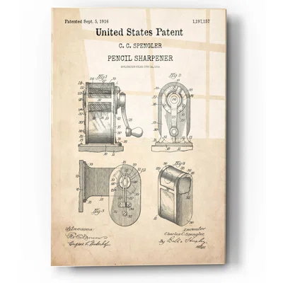 Pencil Sharpener Patent Parchment - Unframed Drawing Print