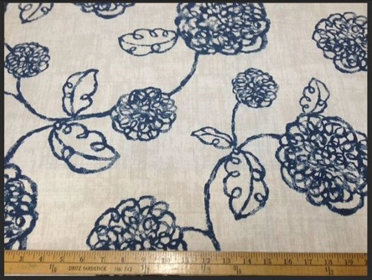 Adele Table Runner, Magnolia Adele Blue Floral Beige Runner