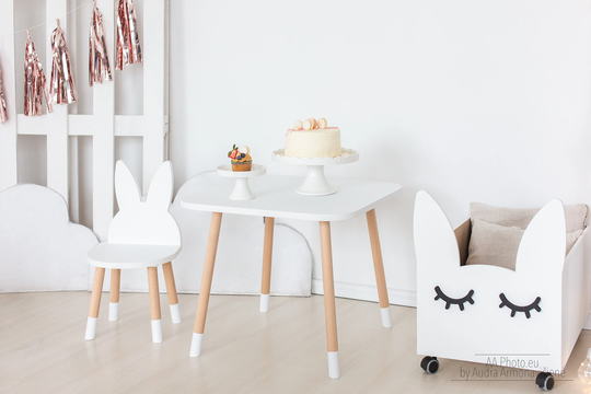 Handmade Wooden Toddler Table Small Kids Preschool Montessori Scandinavian Minimalist Style Nursery Table