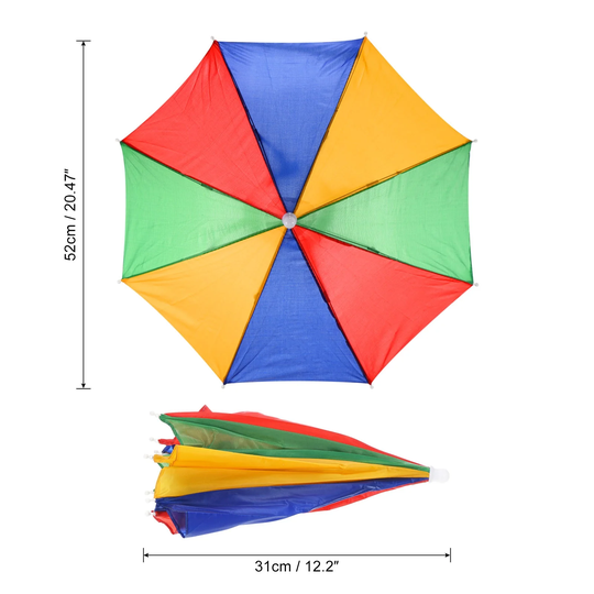 4Pcs 20" Fishing Umbrella Hat Folded Sun Rain Cap Head Umbrella Watermelon Color - Watermelon Color