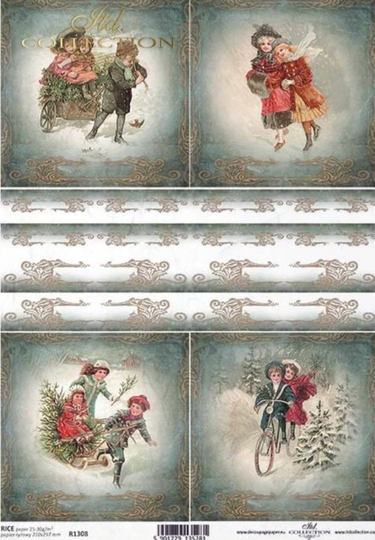 Rice Paper For Decoupage, Vintage Children, Decorative Mulberry Tissue, Card Making, Paper, R1308