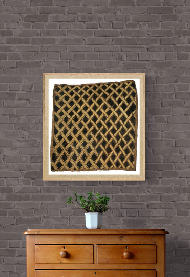 Interlocking Pattern Congolese Showa Kuba Clothe Wall Art/Table Centerpiece. Brown, Black Raffia/Bogolan Home Or Office Decor. Ships Express