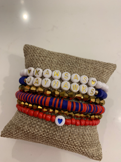 Jayhawks Gameday Heishi Stackable Bracelets - Set Of 6