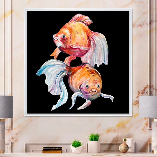 Designart 'Water Color Fish Art II' Tropical Framed Canvas Wall Decor