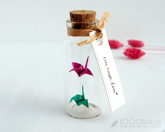 Metallic Color Gift, Origami Crane, Decoration, Gift in Mini Bottle, Personalized Greeting Card, Mix & Match Colors