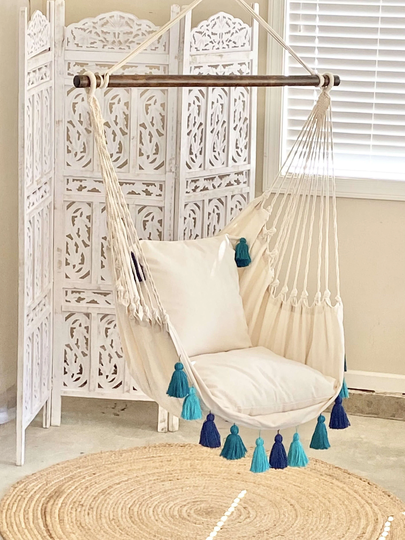 Hammock Chair, Hanging Boho Bedroom Swing Swing, Porch Outdoor Indoor