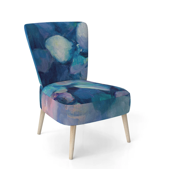 Designart 'Abstract Blue Flower Petals' Upholstered Traditional Accent Chair