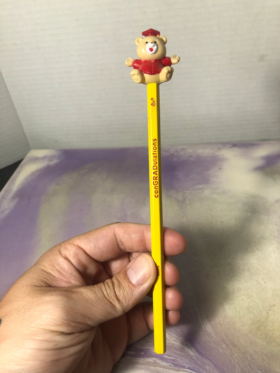 Vintage Russ Graduation Themed Pencil Collectible Hallmark Topper - Cool 90's/Nostalgia