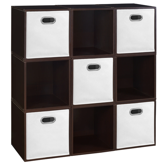 Noble Connect Storage Set - 9 Cubes and 5 Canvas Bins- Truffle/White