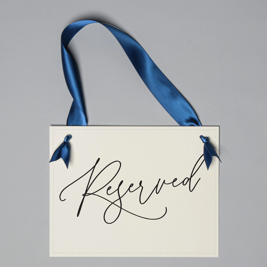 Reserved Sign For Wedding Or Event | Chair Signage To Save A Seat Paper Ribbon Banner Church Pew Venue 3027