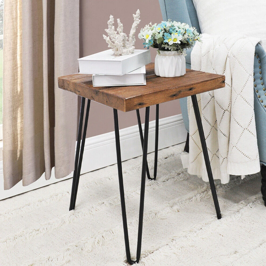 Minimalist Square Old Pine Wood End Table Rustic Surface Side Table - 54 x 84
