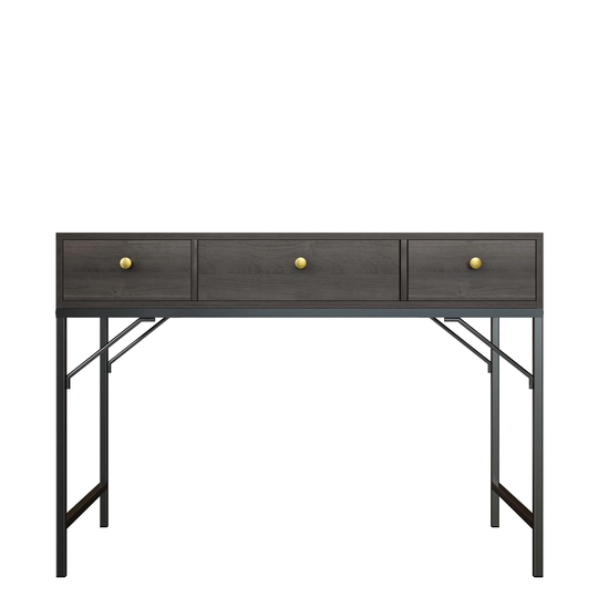 Accent Sofa Table, Industrial Console Table with Three Drawers, Industrial Hallway Table