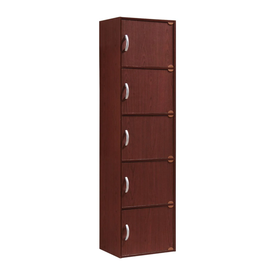 59" Mahogany Brown Multi-Purpose Bookcase with Doors