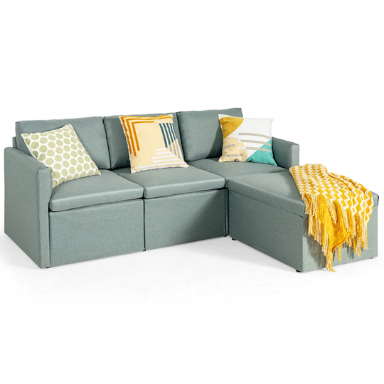 Gymax Convertible L-shaped Sectional Sofa Couch Chaise w/ Ottoman - See Details