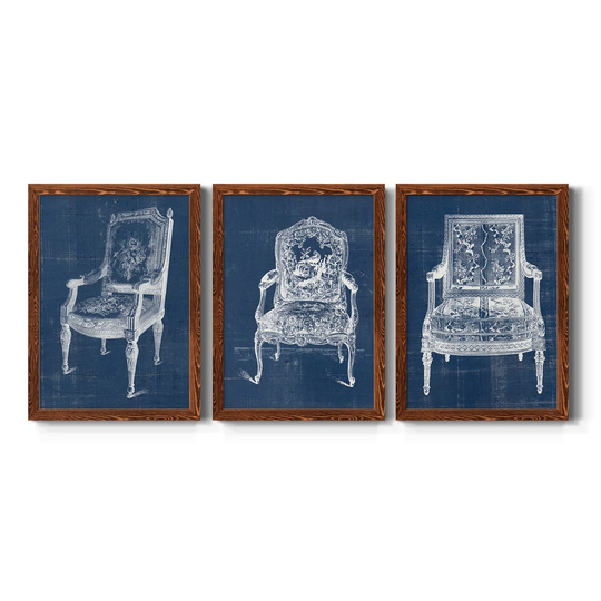 Antique Chair Blueprint IV-Premium Framed Canvas - Ready to Hang - Multi-Color