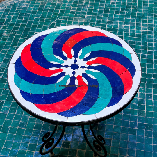 Moroccan Mosaic Table, Outdoor Round Table, Dinning Furniture, Home Decor, Christmas Gifts