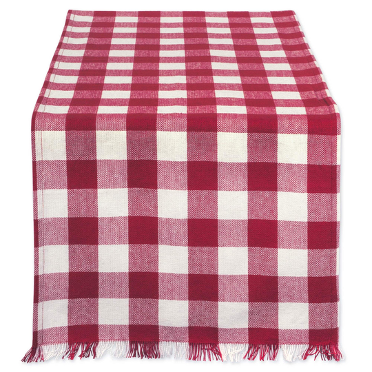 Design Imports Fringed Check Table Runner