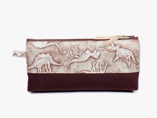 Tall Pencil Case, Back To School, Student Supplies, Standing Large Pouch, Dinosaur Bones Fossils