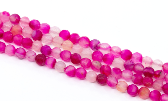 Shades Of Pink Multi-Color Faceted Agate Beads6mmnatural Stone Beadsagate Beads