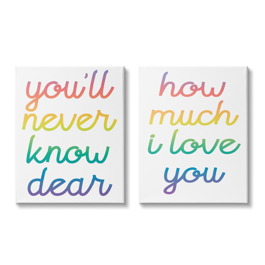 Stupell Industries How Much I Love You Quote Rainbow Typography, 2pc Multi Piece Canvas Wall Art Set - Multi-Color