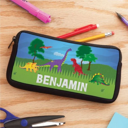 Dinosaur Personalized Pencil Case, Customized Kids Pencils Pouch, Back To School Supplies