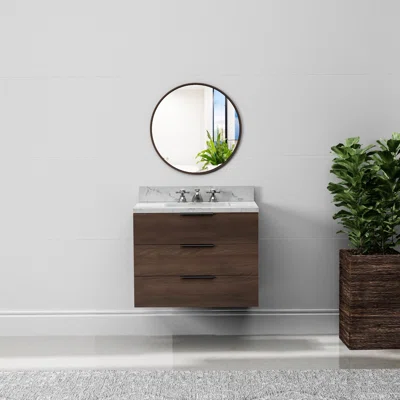 Soho 30" Solid Wood Bathroom Vanity with Carrara Marble Top