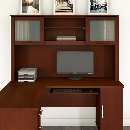 Bush Furniture Somerset Ash Gray 60W Hutch for L Shaped Desk - 59.09"L x 12.50"W x 35.69"H