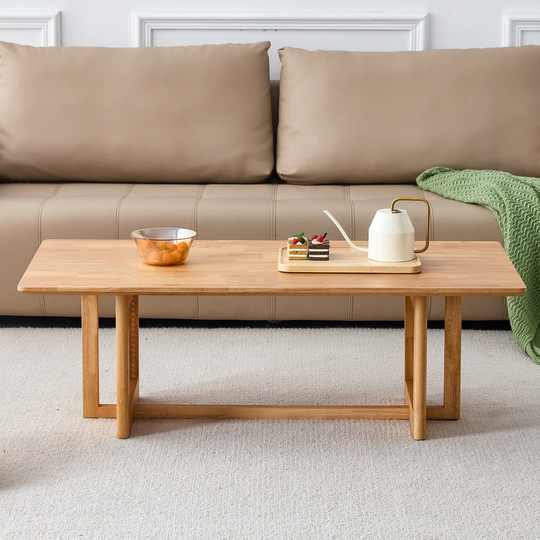 log wind Imitation rattan tea table rectangular solid wood coffee table small family living room tea table