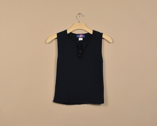 Small Black Tie Front Tank Top