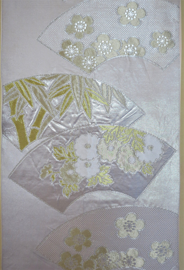 Table Runner/Silk Obi Runner/ Vintage Japanese Bed Hanging /Flower Fans/ Holiday Home Decor Gift For Her 18 " Long