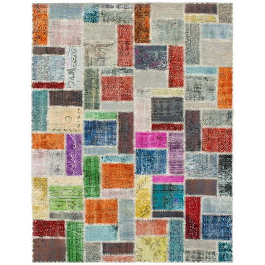 ECARPETGALLERY Hand-knotted Color Transition Patchwork Multi Wool Rug - 5'9 x 8'0
