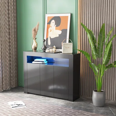 Black Wooden Sideboard With LED Light