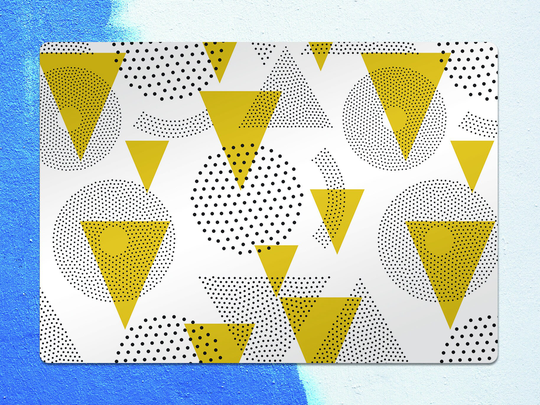 Mustard Geomtric Chair Mat, Yellow Vinyl Floor Gray Protective Geometric Splat Flooring, Gift Idea