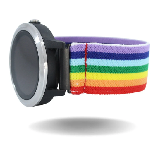 Elastic Watch Band For Garmin Vivoactive 3 & Music - Fits Vivo Active Rainbow Pride Colorful Boho Chic With 20mm Adapters