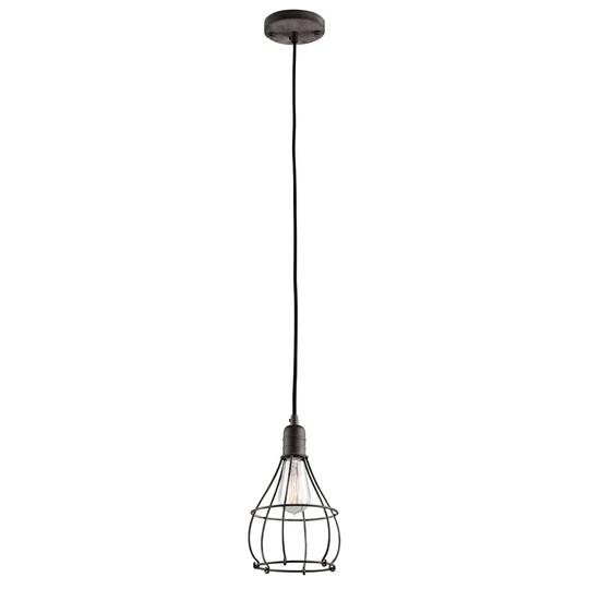 Kichler Lighting Industrial Cage Collection 1-light Weathered Zinc Mini Pendant