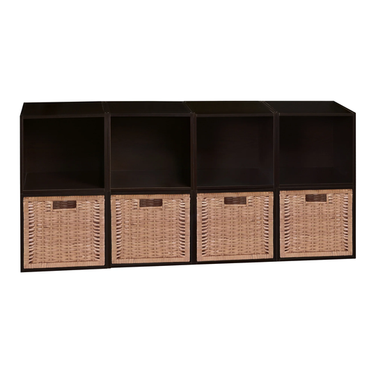 Noble Connect Storage Set - 8 Cubes and 4 Wicker Baskets- Truffle/Natural