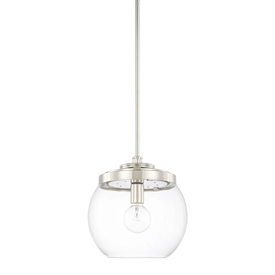 Mid-Century 1-light Polished Nickel Pendant