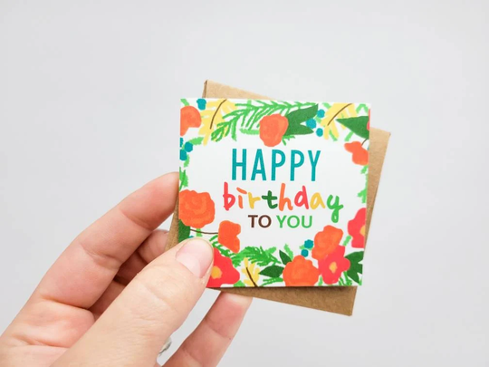 Brightly Colored Tiny Birthday Card - Colorful Happy