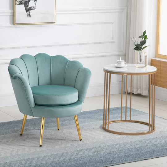 HOMCOM Elegant Velvet Fabric Accent Chair/Leisure Club Chair with Gold Metal Legs for Living Room - 29.5" x 24.75" x 28.75"
